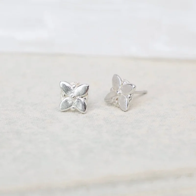 High Polish Geometric Floral Stud Earrings