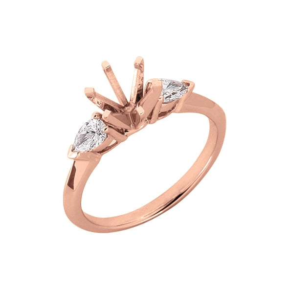 14K Rose Gold 3 Stone Mount