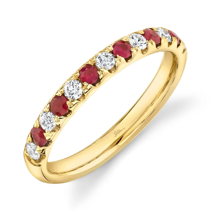 14K Gold 0.30 Carat Ruby & Diamond Band