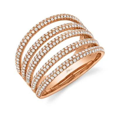 14K Rose Gold Wide Diamond Pave Ring