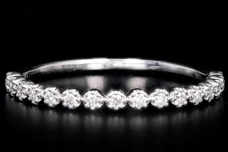 14K White Gold .10 Carat Total Weight Round Diamond Stackable Wedding Band