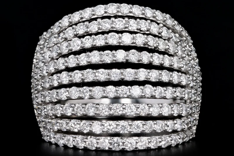 14K White Gold 2.0 Carat Total Weight Round Diamond Multi-Row Ring