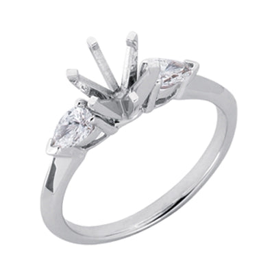 14K White Gold 3 Stone Mount