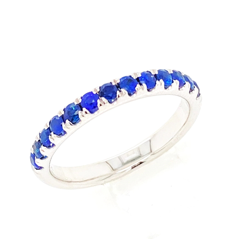 14K White Gold Blue Sapphire Band