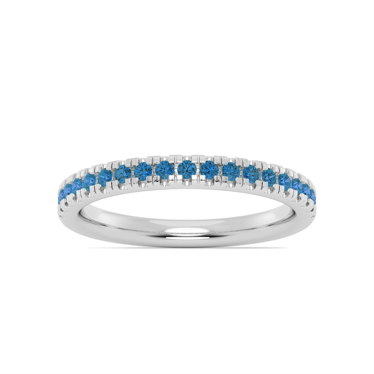 14K White Gold Blue Topaz Band