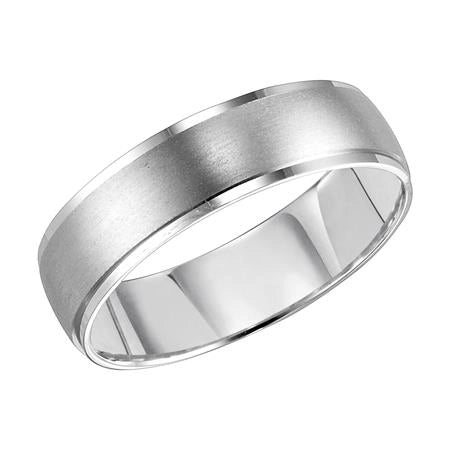 14K White Gold Carved Band