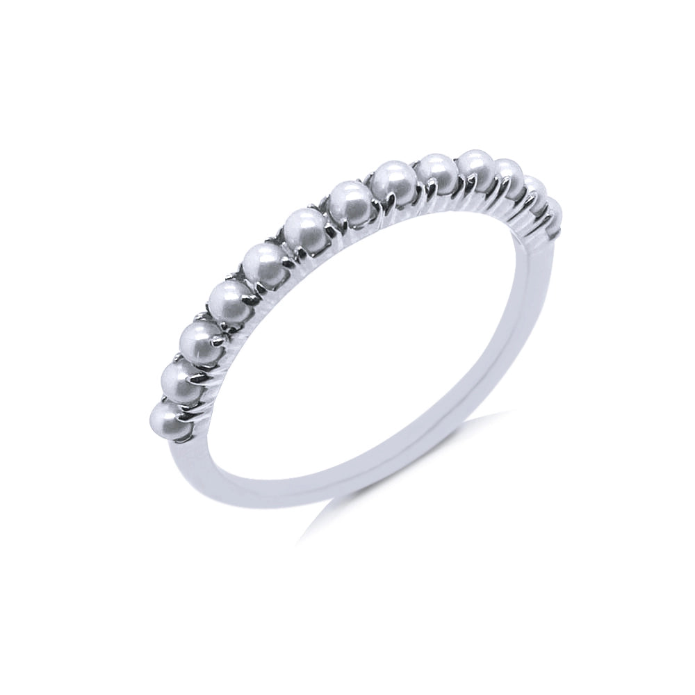 14K White Gold Cultured Pearl Band