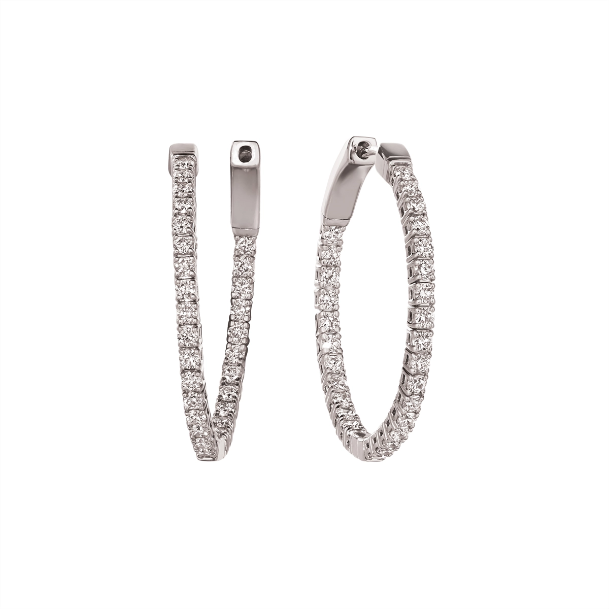 14K White Gold Diamond Flex Hoop Earrings