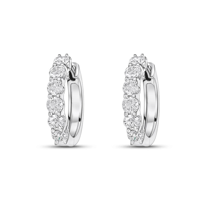 14K White Gold Diamond Hoop Earrings