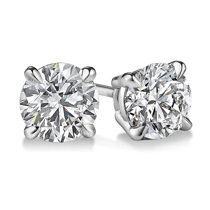 14K White Gold Diamond Stud Earrings