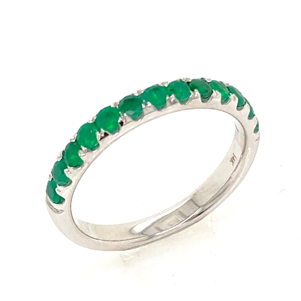 14K White Gold Emerald Band