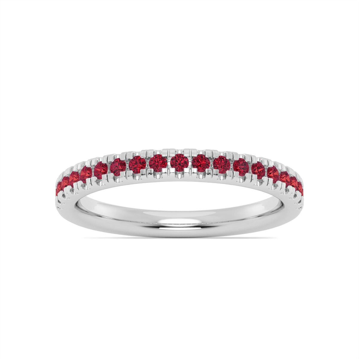 14K White Gold Garnet Band