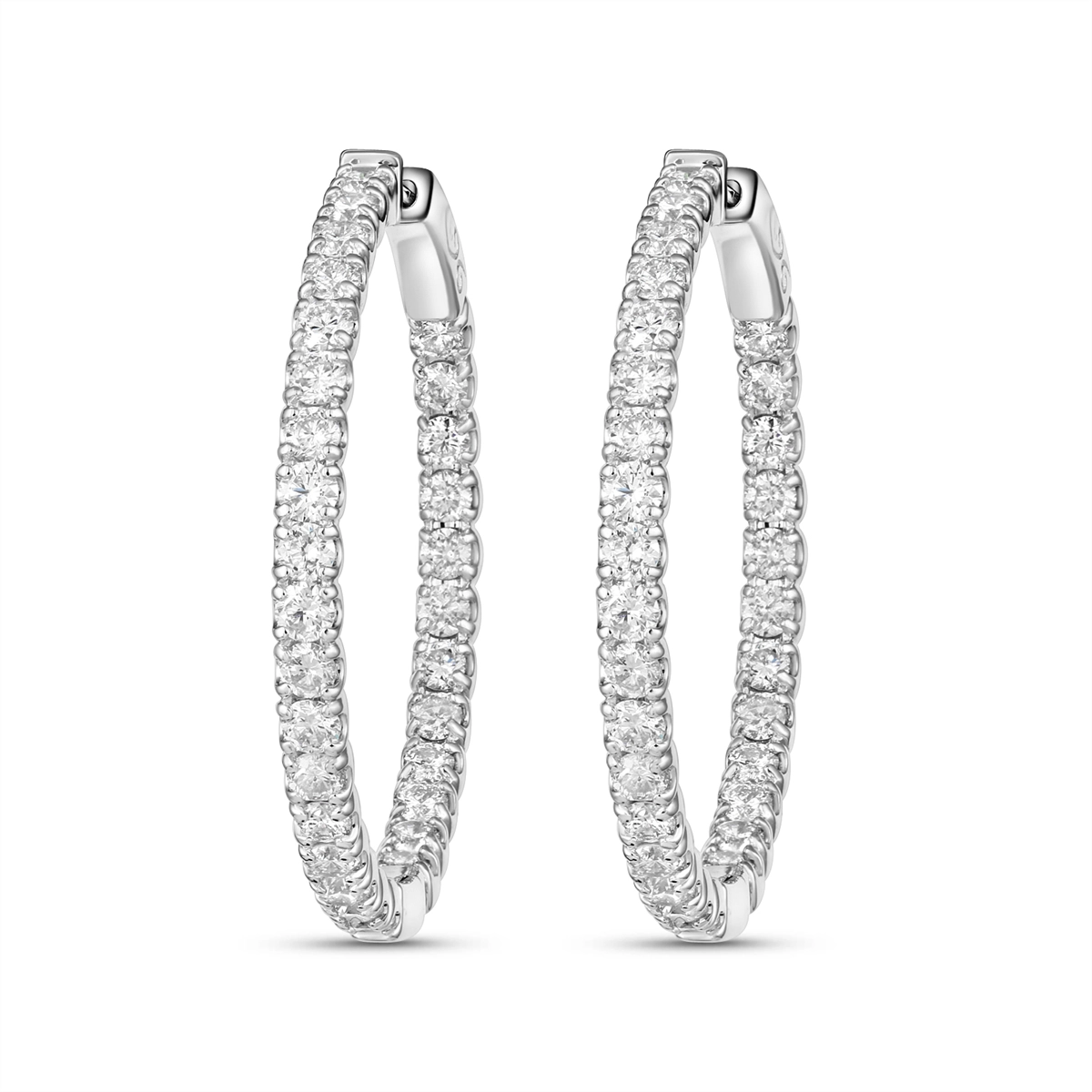 14K White Gold Inside Out Diamond Hoop Earrings