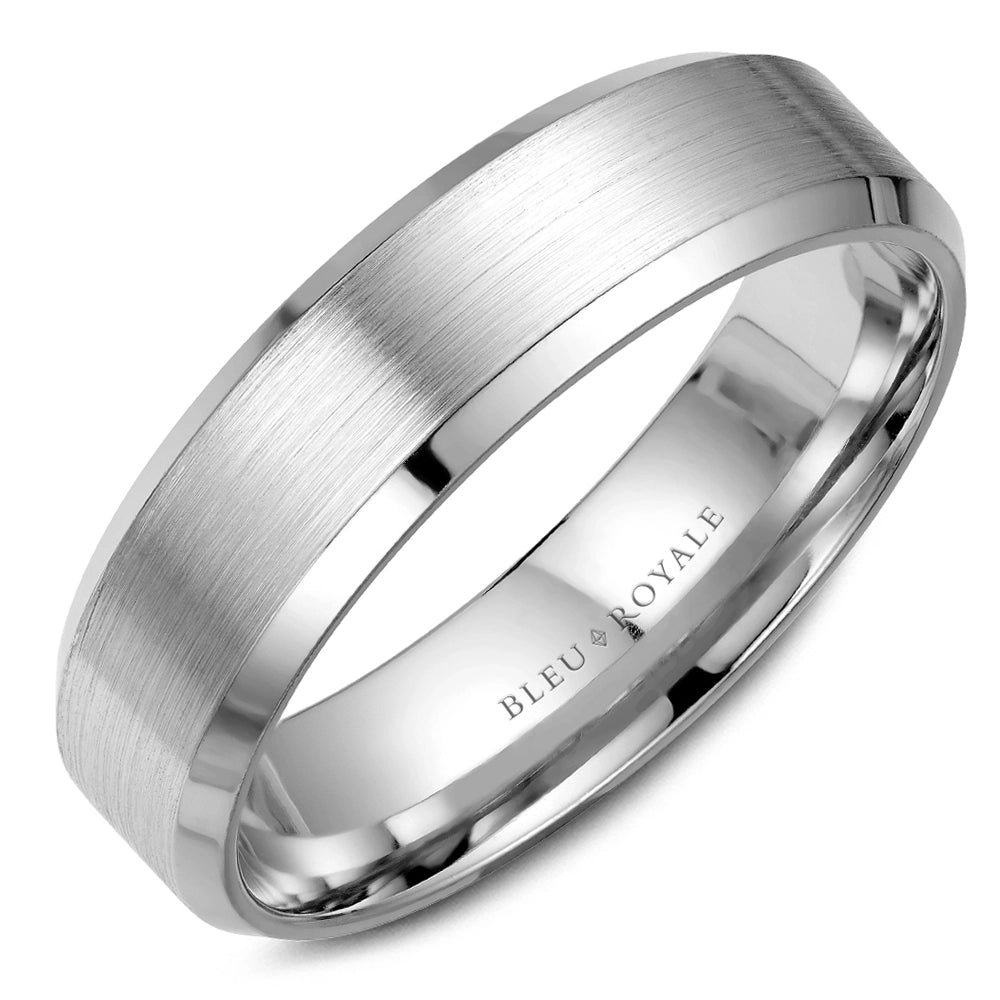 14K White Gold Mens Band