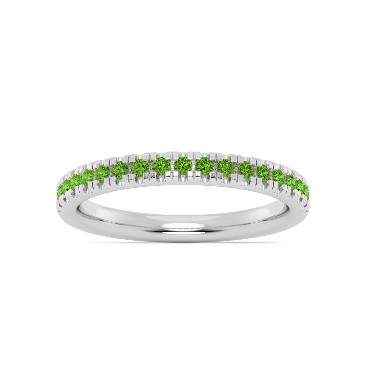 14K White Gold Peridot Band