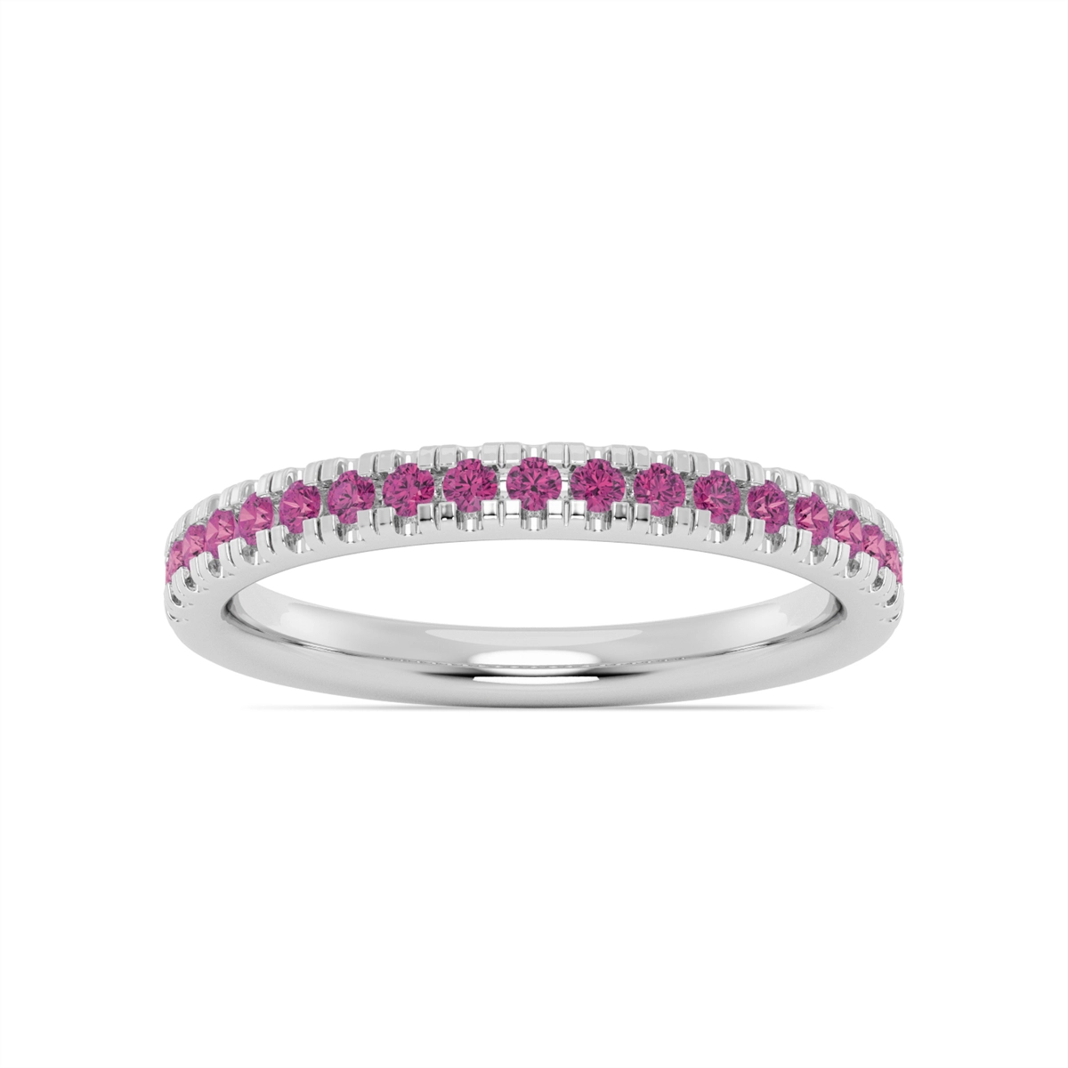 14K White Gold Pink Tourmaline Band