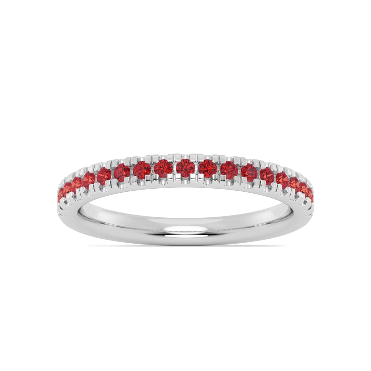 14K White Gold Ruby Band