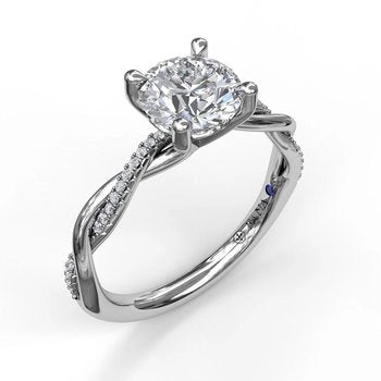 14K White Gold Semi Mount, Twisted Band