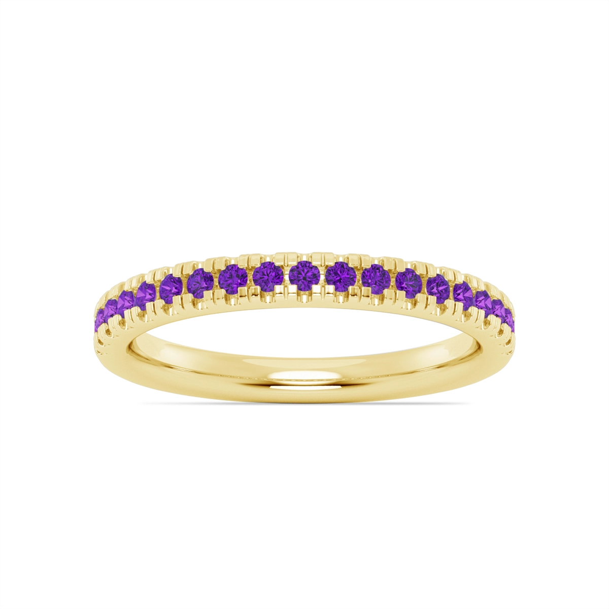 14K Yellow Gold Amethyst Band