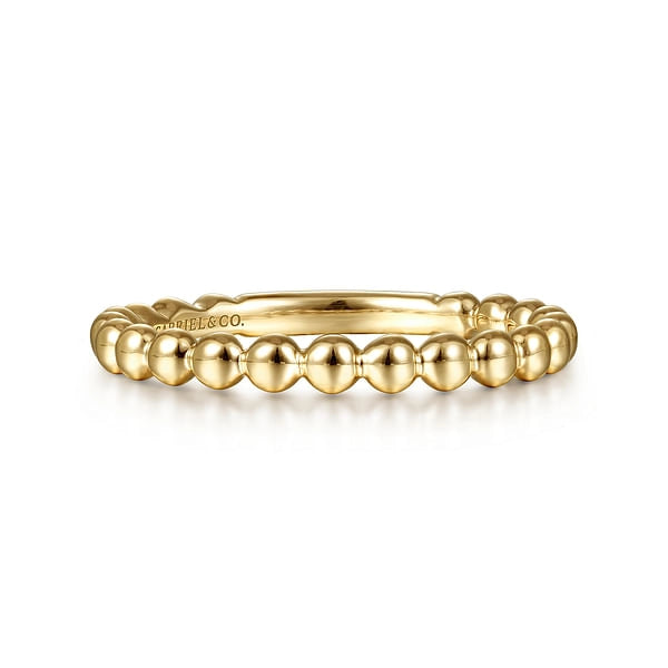 14K Yellow Gold Beaded Band Ring