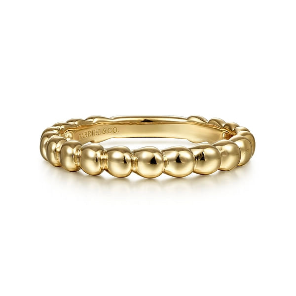 14K Yellow Gold Beaded Band Ring