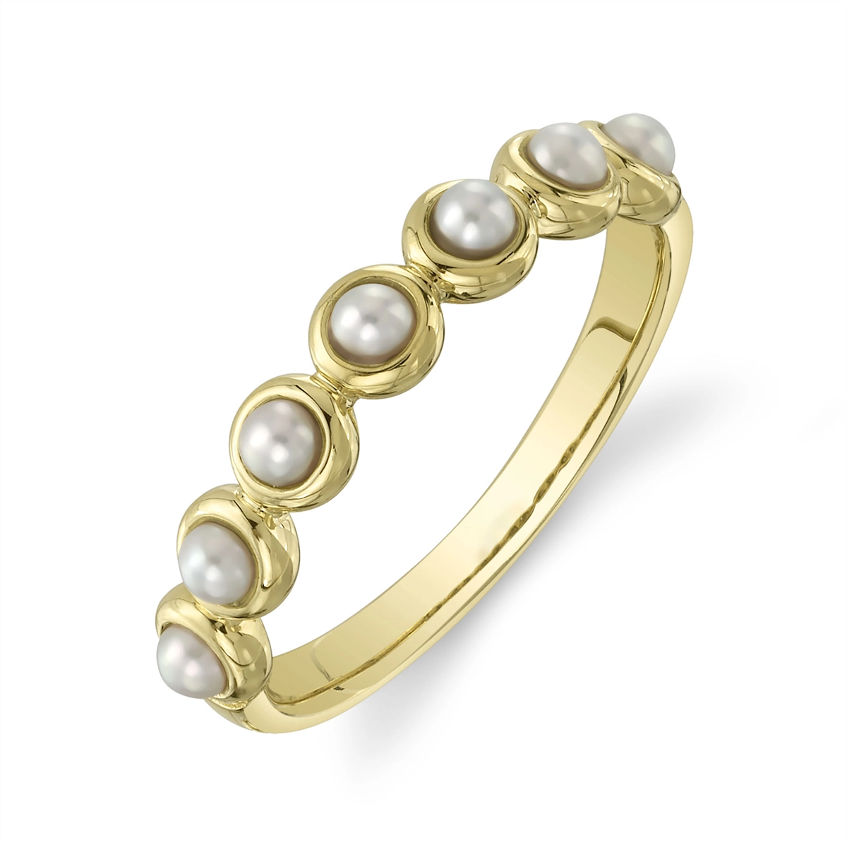 14K Yellow Gold Bezel Set Cultured Pearl Ring