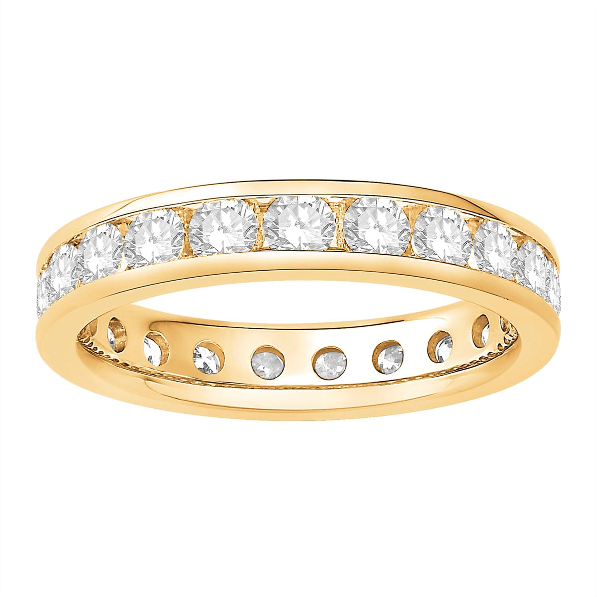 14K Yellow Gold Diamond Eternity Wedding Band, Channel Set