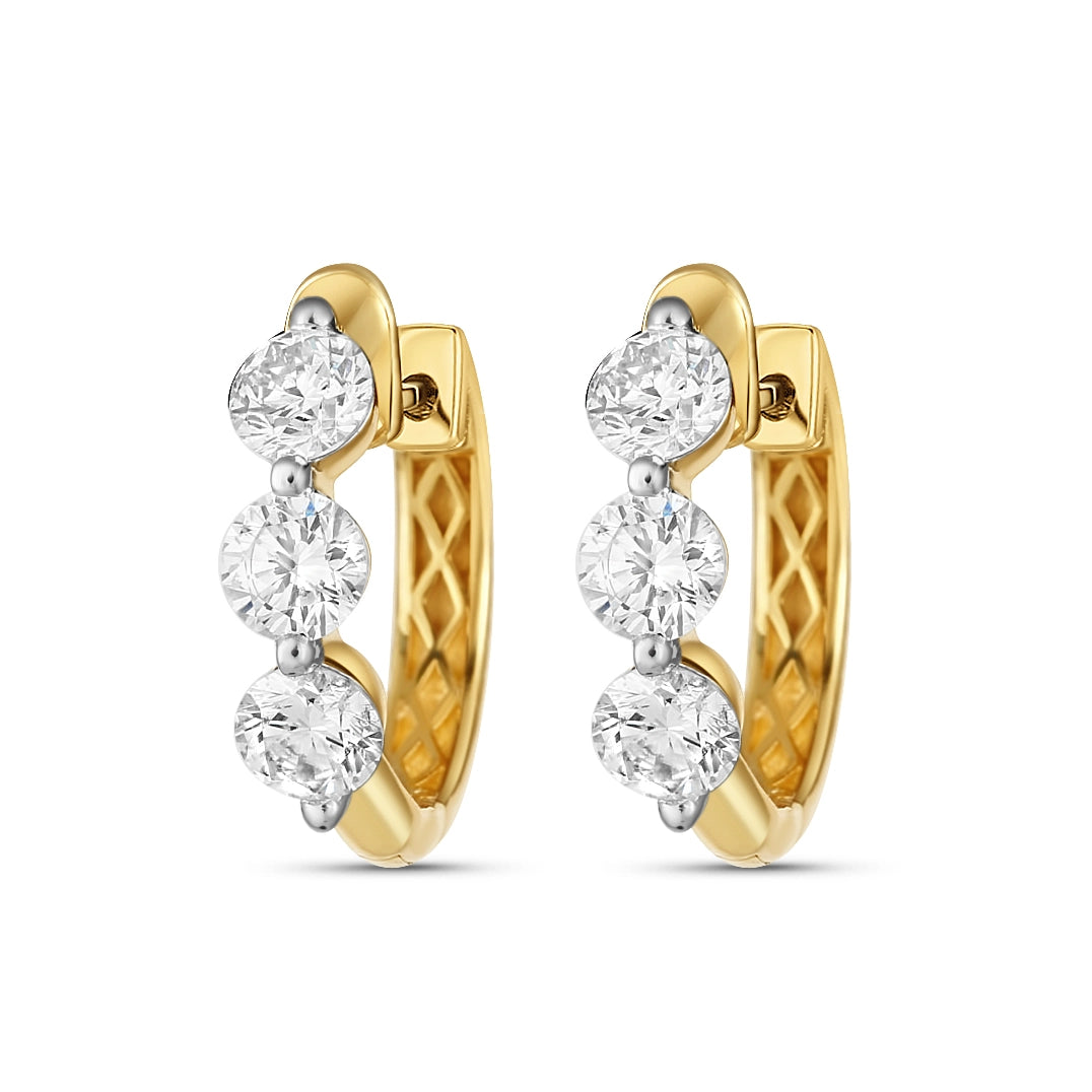 14K Yellow Gold Diamond Hoop Earrings