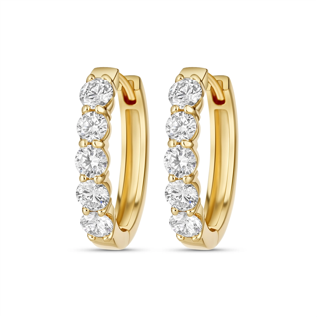 14K Yellow Gold Diamond Hoop Earrings