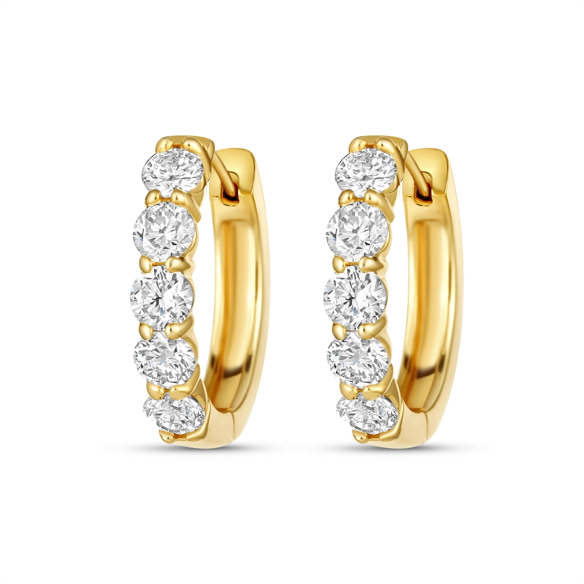 14K Yellow Gold Diamond Hoop Earrings