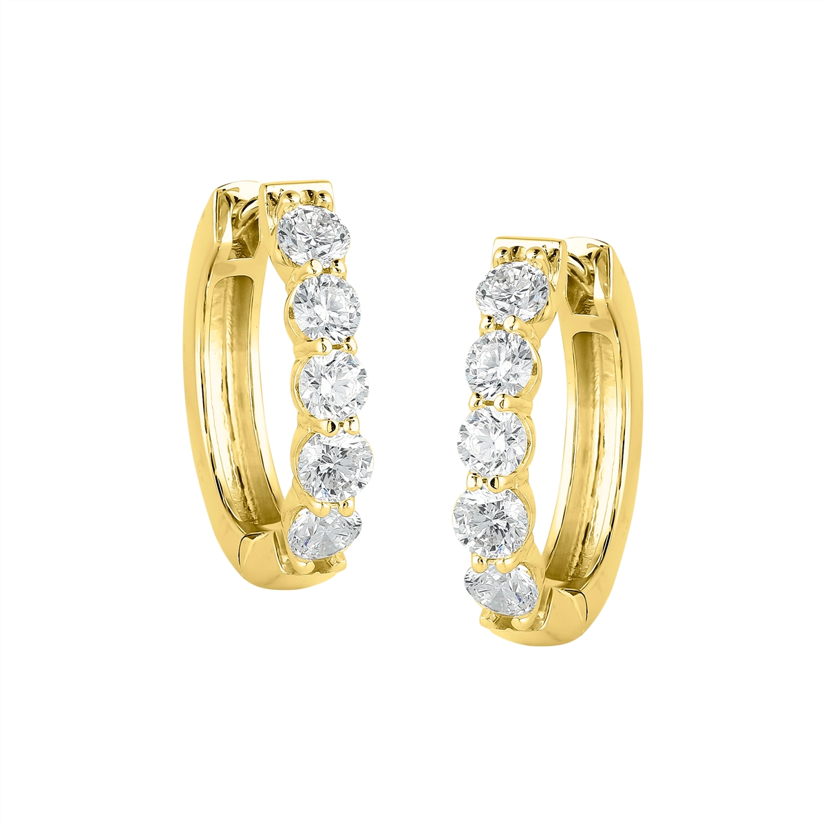 14K Yellow Gold Diamond Hoop Earrings