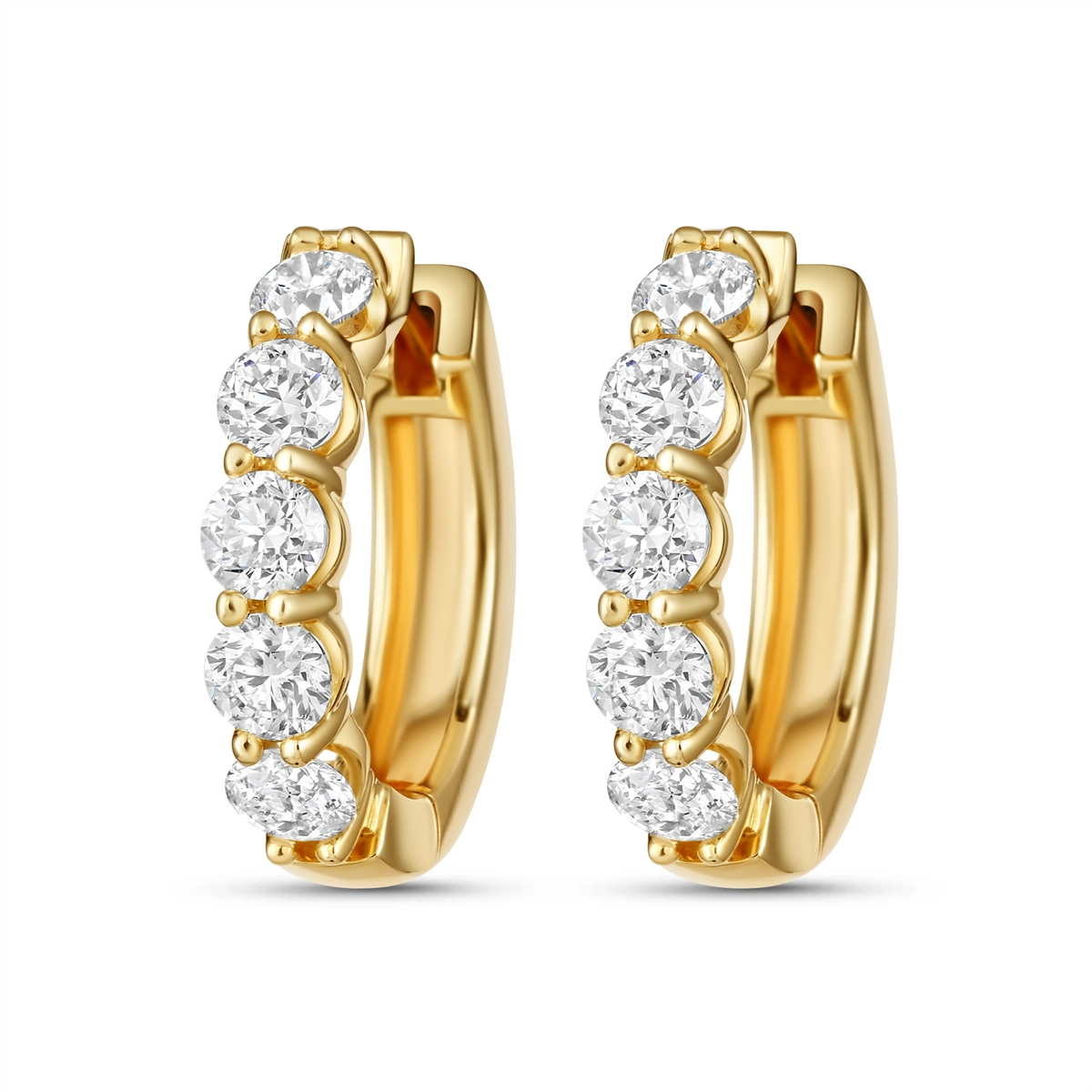 14K Yellow Gold Diamond Hoop Earrings