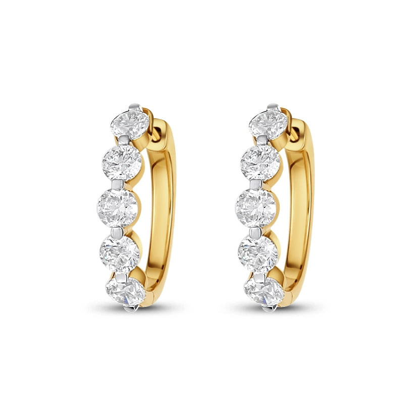 14K Yellow Gold Diamond Hoop Earrings