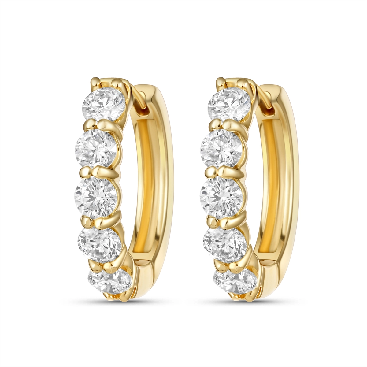 14K Yellow Gold Diamond Hoop Earrings