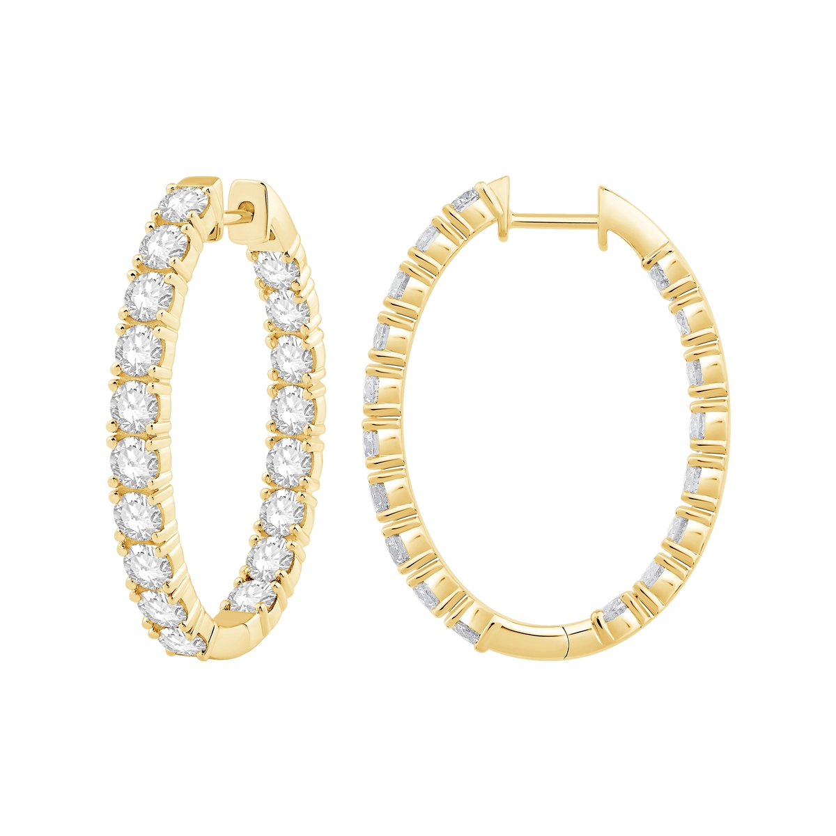 14K Yellow Gold Diamond Hoop Earrings