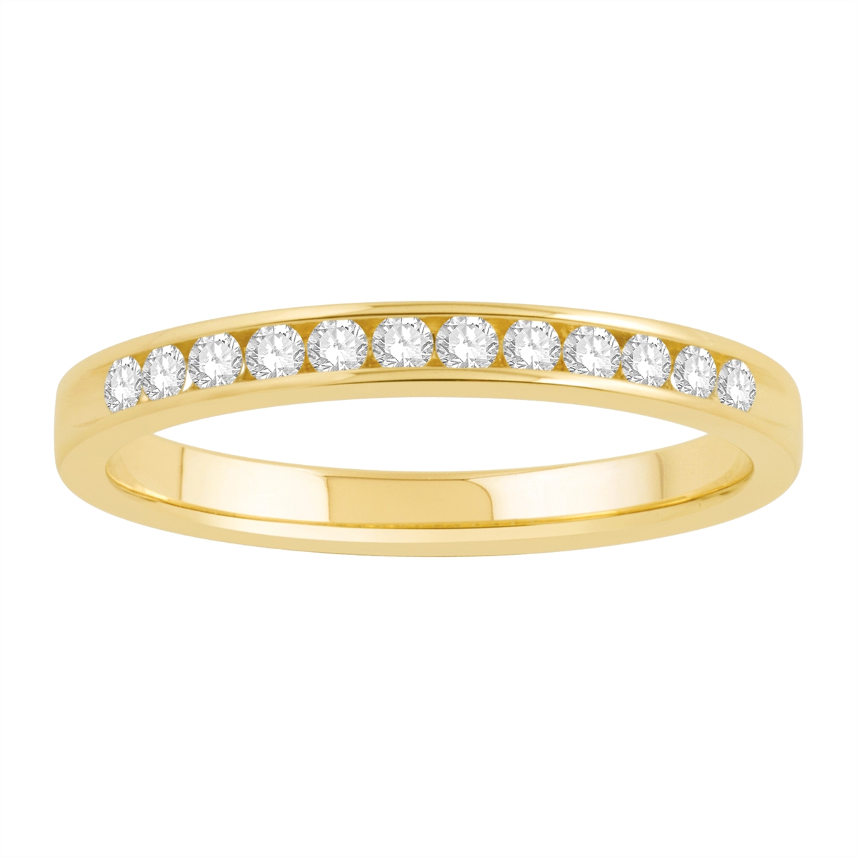 14K Yellow Gold Diamond Wedding Band, Channel Set