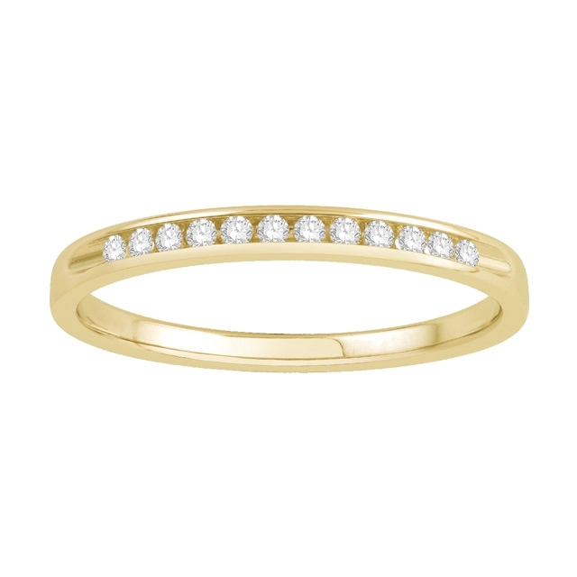 14K Yellow Gold Diamond Wedding Band, Channel Set