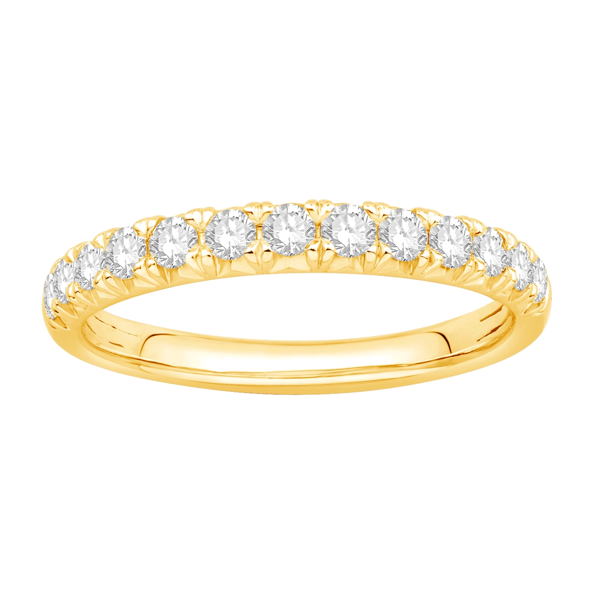 14K Yellow Gold Diamond Wedding Band, Prong Set