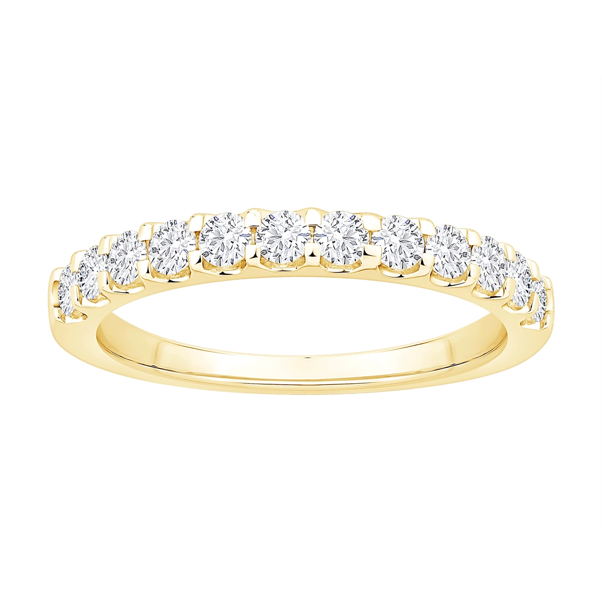 14K Yellow Gold Diamond Wedding Band, Prong Set