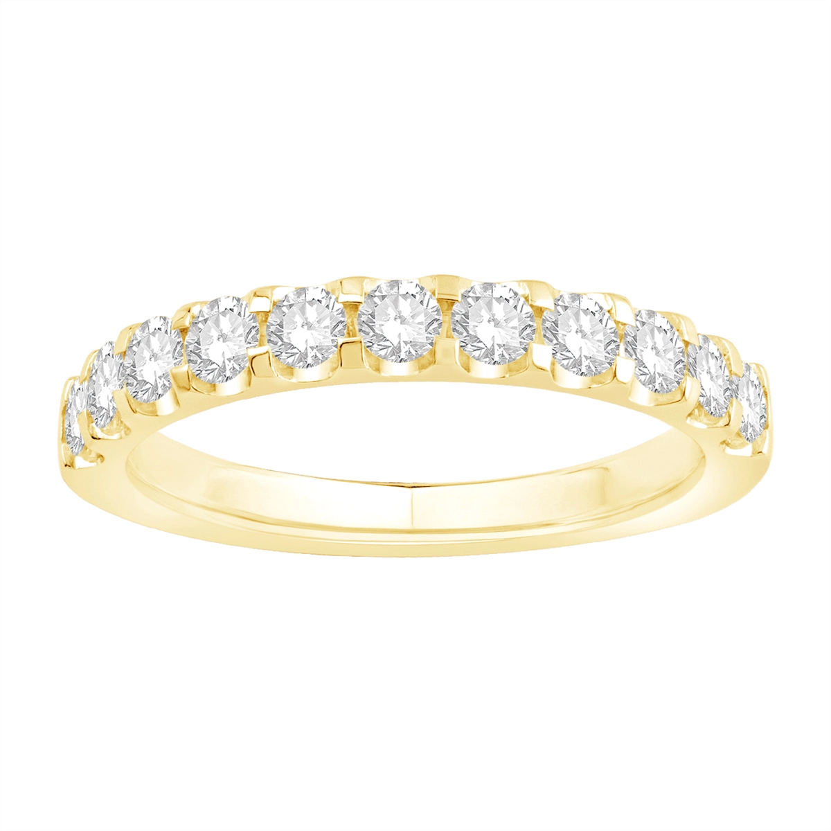 14K Yellow Gold Diamond Wedding Band, Prong Set