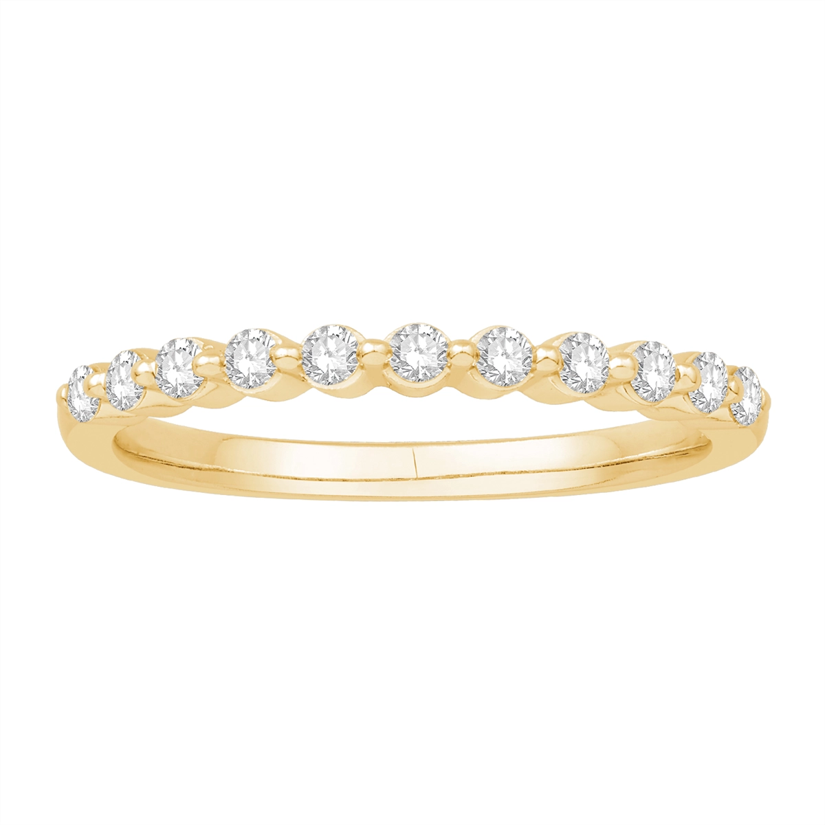 14K Yellow Gold Diamond Wedding Band, Prong Set