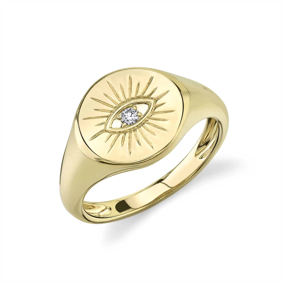 14K Yellow Gold Eye Signet Ring