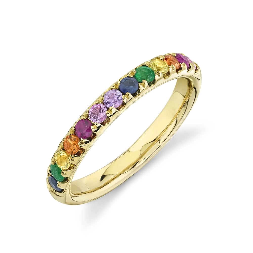 14K Yellow Gold Multi-Color Stone Band