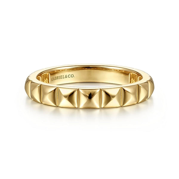 14K Yellow Gold Pyramid Band Ring