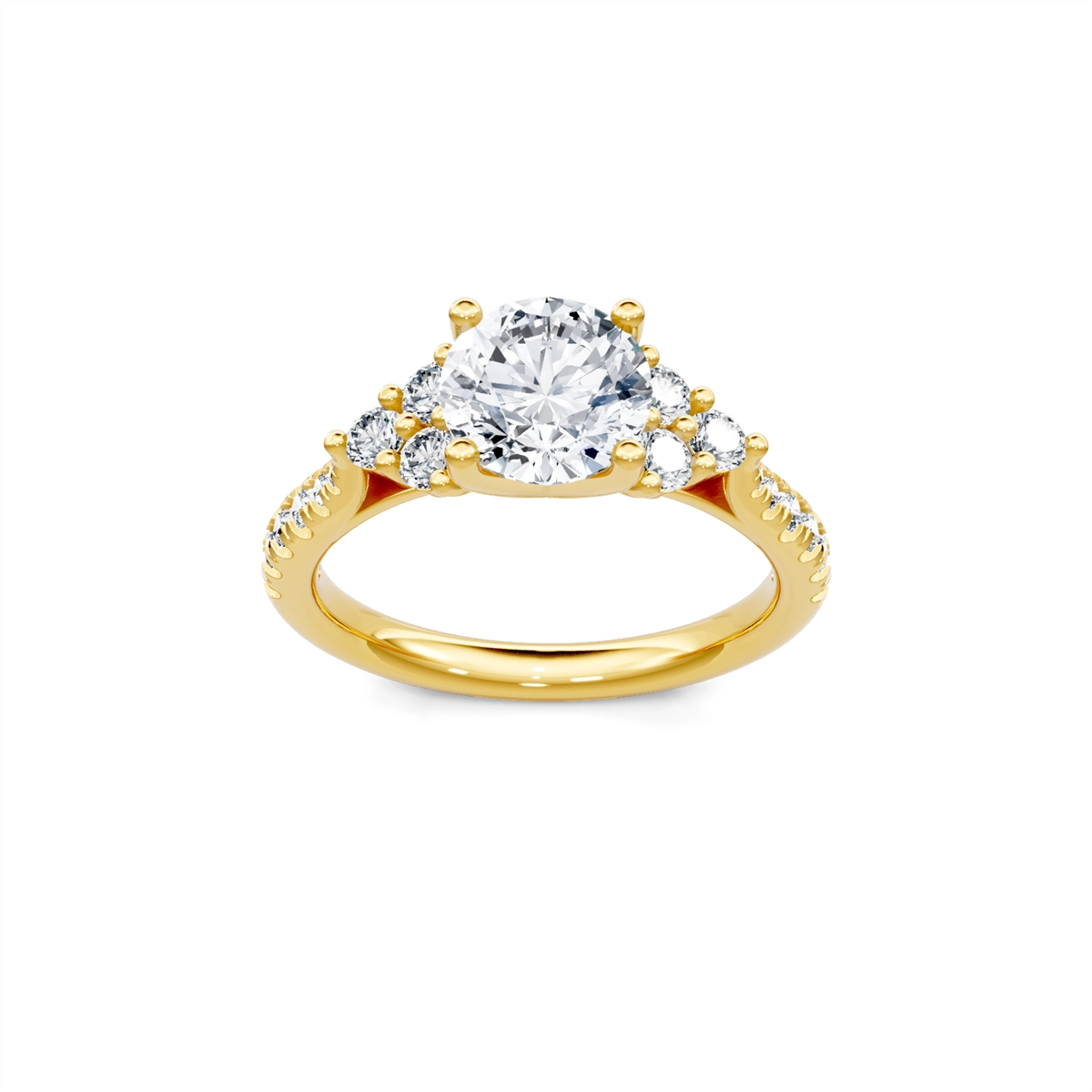 14K Yellow Gold Round Cluster Semi Mount Ring