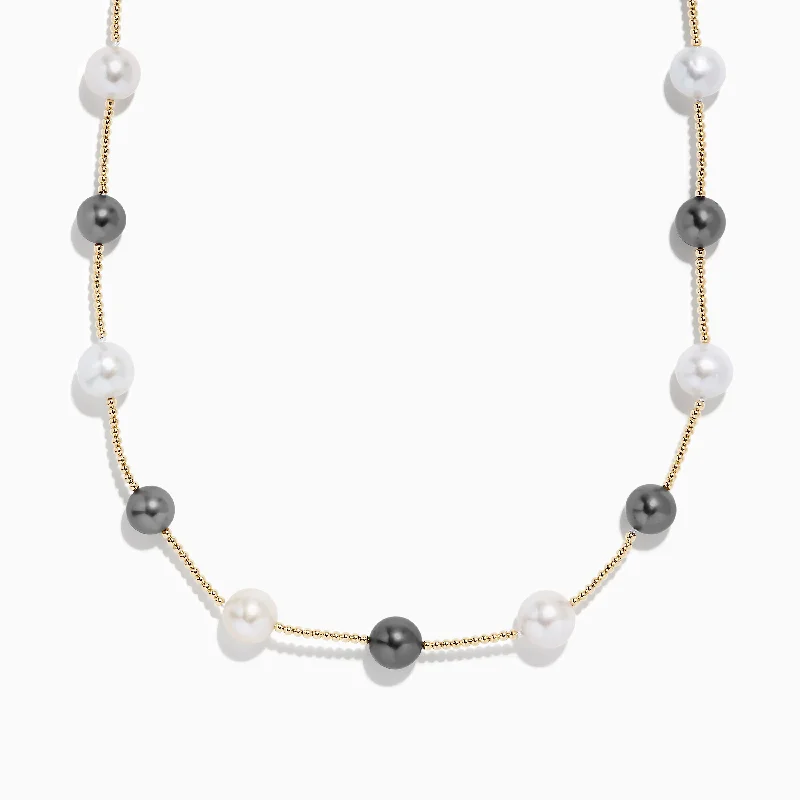 14K Yellow Gold Tahitian and Fresh Water Pearl Necklace