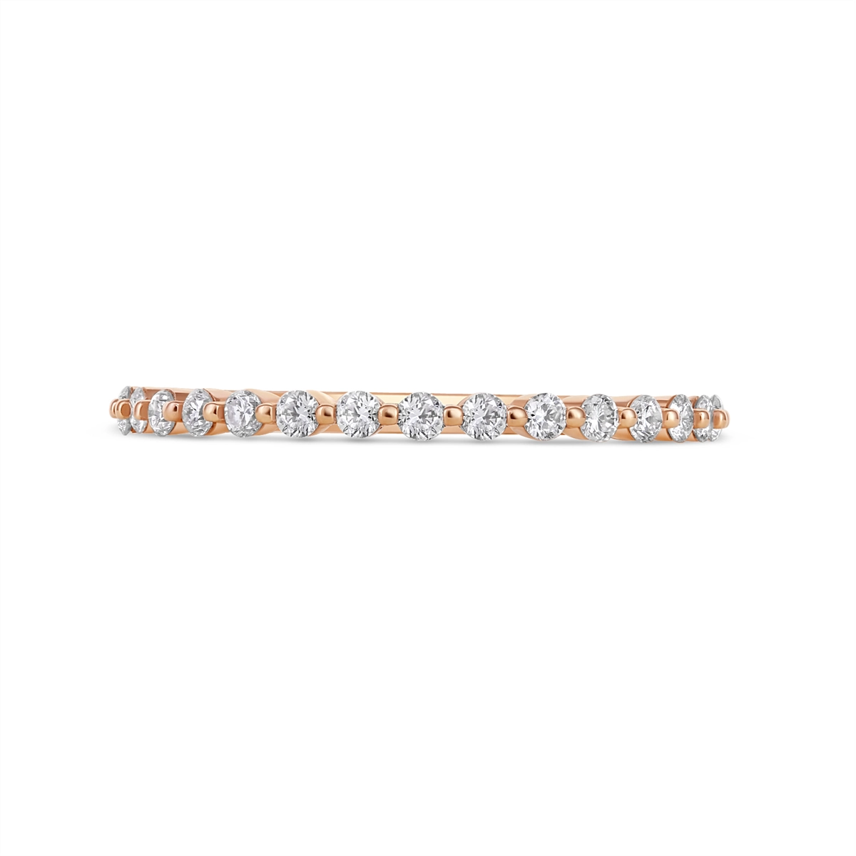 18K Rose Gold Diamond Single Shared-Prong Eternity Wedding Band