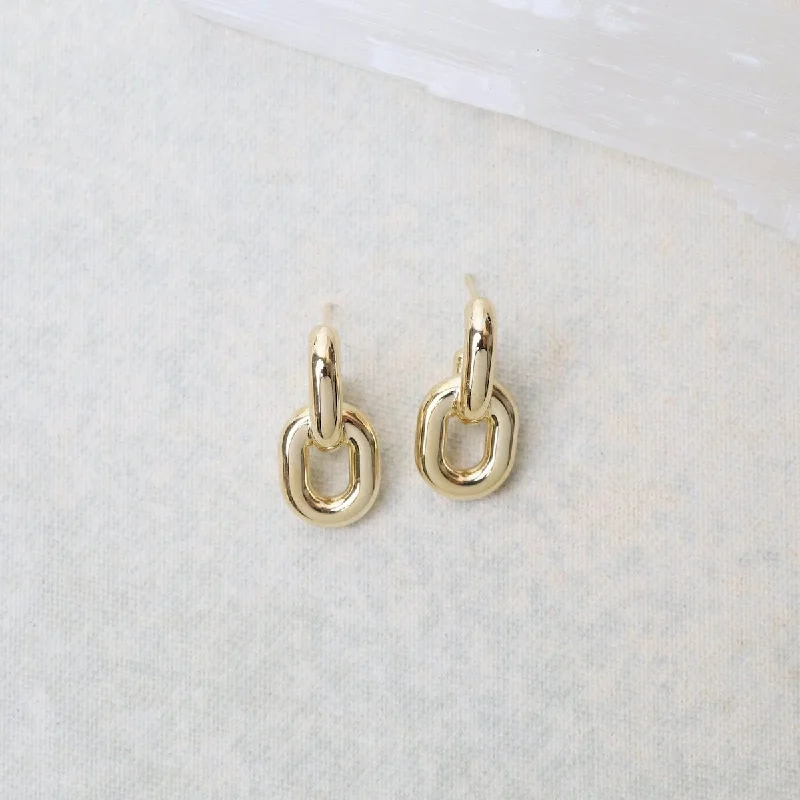 14K Small Double Link Hoop Earrings