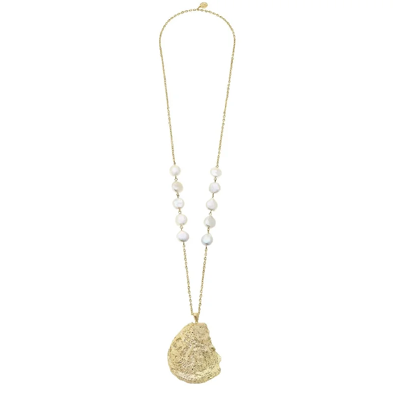 Long Oyster and Pearl Necklace