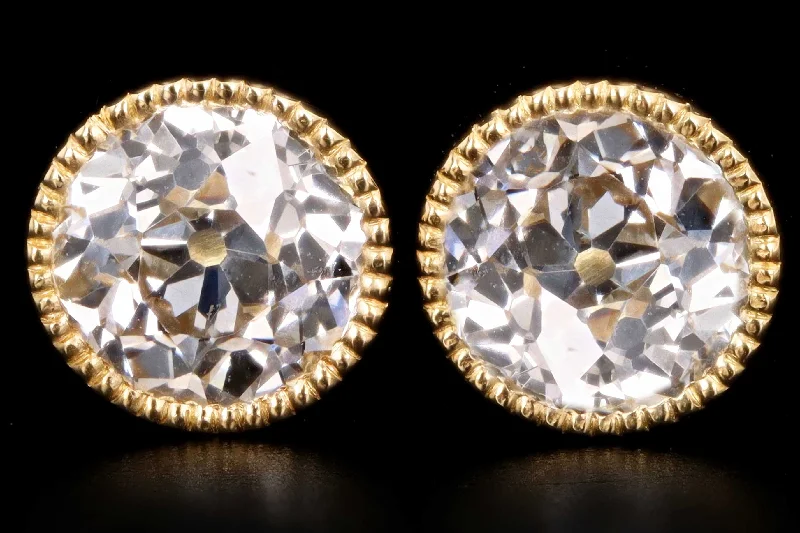 New 18K Yellow Gold 1.27 Carat Total Weight Diamond Bezel Stud Earrings GIA Certified